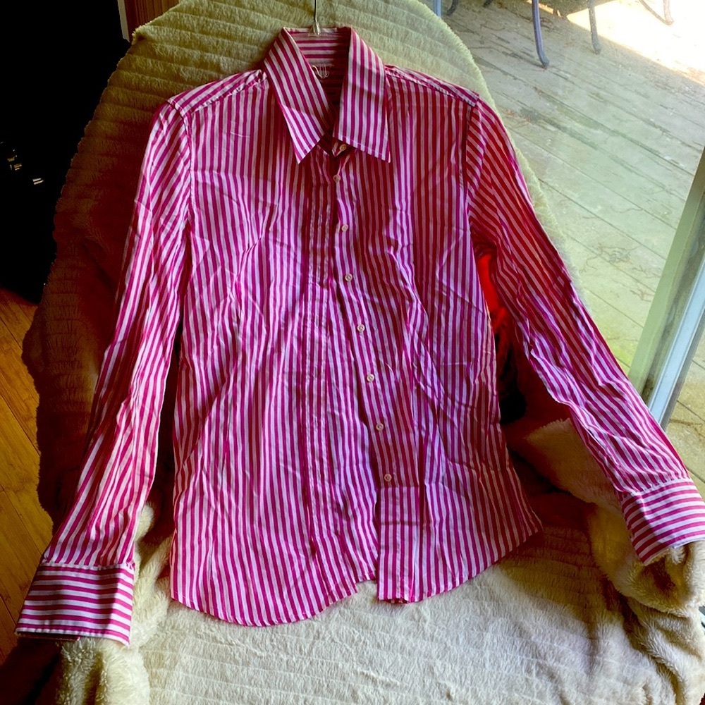 Robert Friedman Cotton Fitted Pink Striped ButtonDown Shirt NeverUsed